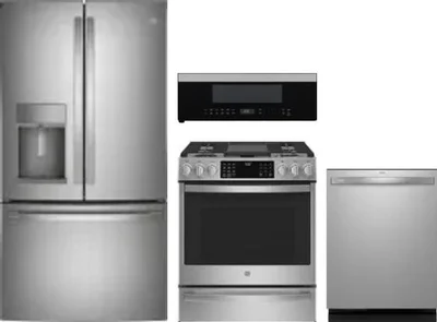 4 Piece Package Includes Refrigerator, Range, Microwave And Dishwasher